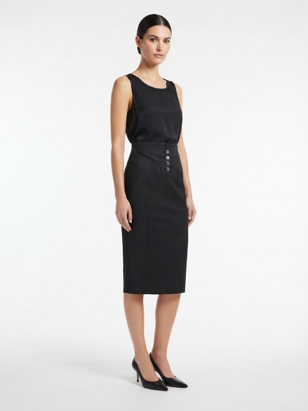 Karen Millen England High Waisted Black Pencil Skirt